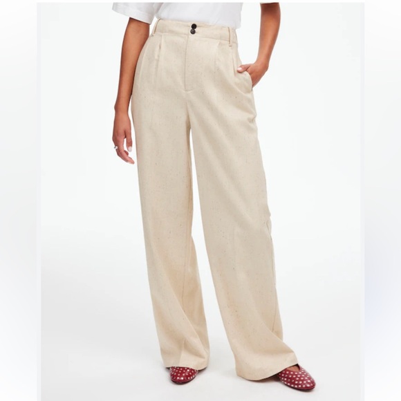 Madewell Pants - Madewell linen Harlow wide leg linen Lagenlook Beige Pants Sz 10 P